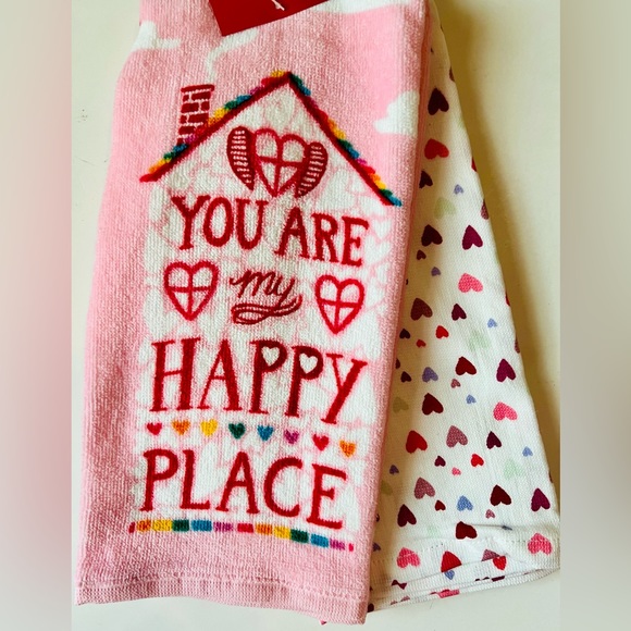 2 You Are My Happy Place Kitchen Towels House Hearts Rainbows Clouds Love - Picture 5 of 11